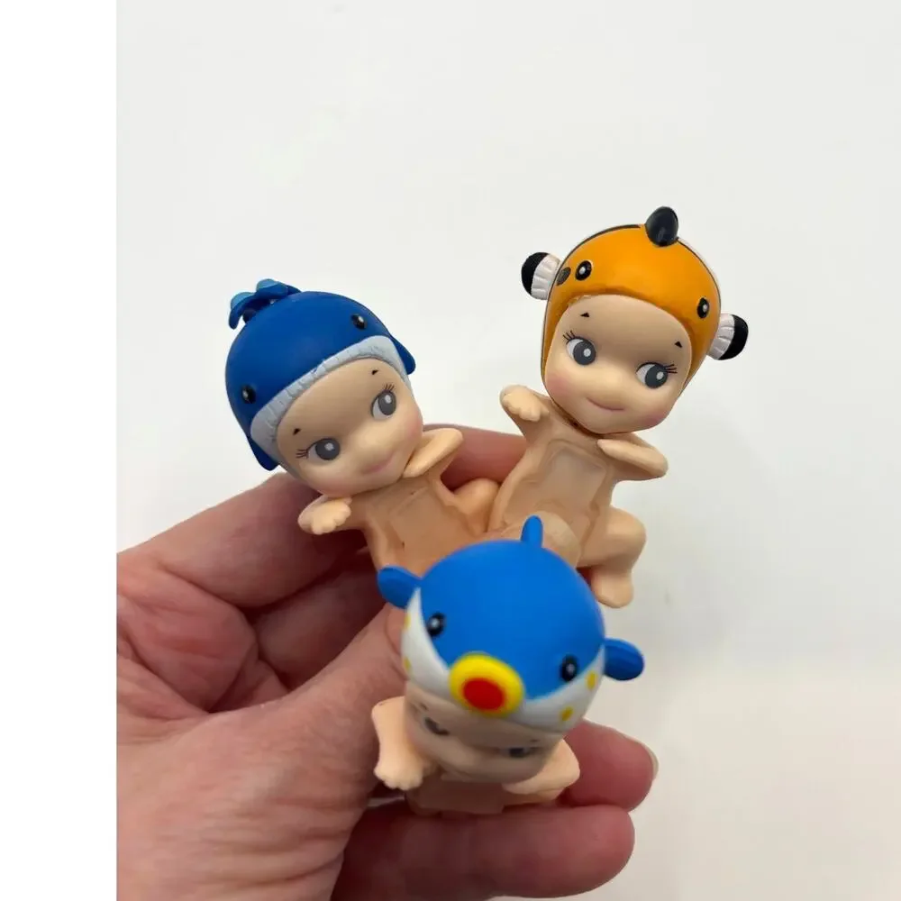 Set of 3 New Unbranded Kewpie/Angel Hipper Figures, Whale, Clownfish, Blowfish